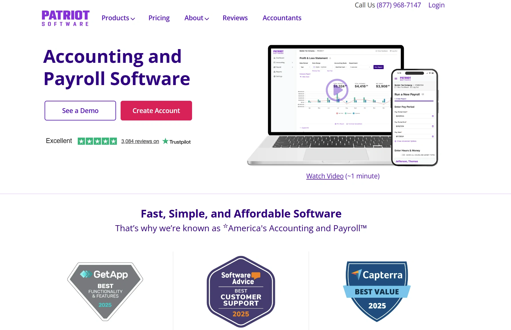 Patriot Software offers affordable payroll solutions with optional full-service tax filing and free U.S.-based customer support.