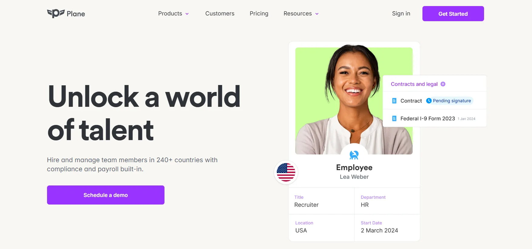 Plane leverages AI and machine learning to automate payroll, contracts, and compliance for fast-growing global teams.