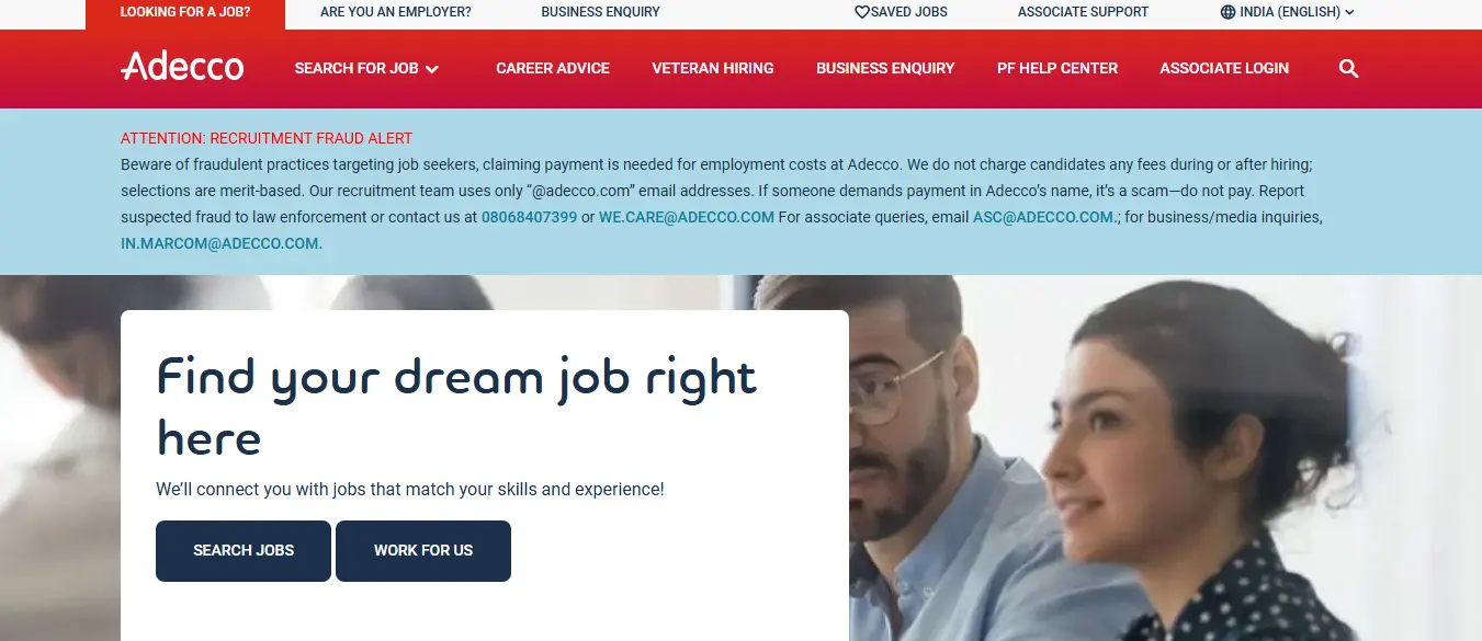 Adecco India staffing agency offering contract and permanent workforce solutions