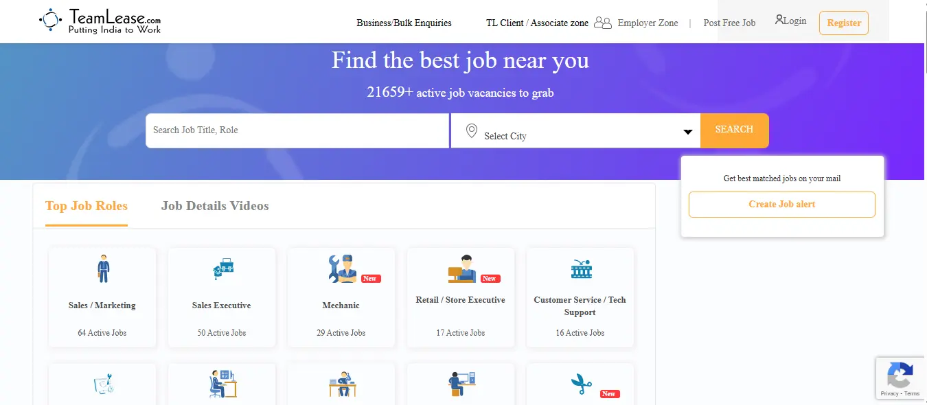 TeamLease Services offering HR outsourcing, recruitment, and staffing services across India with a tech-driven approach.