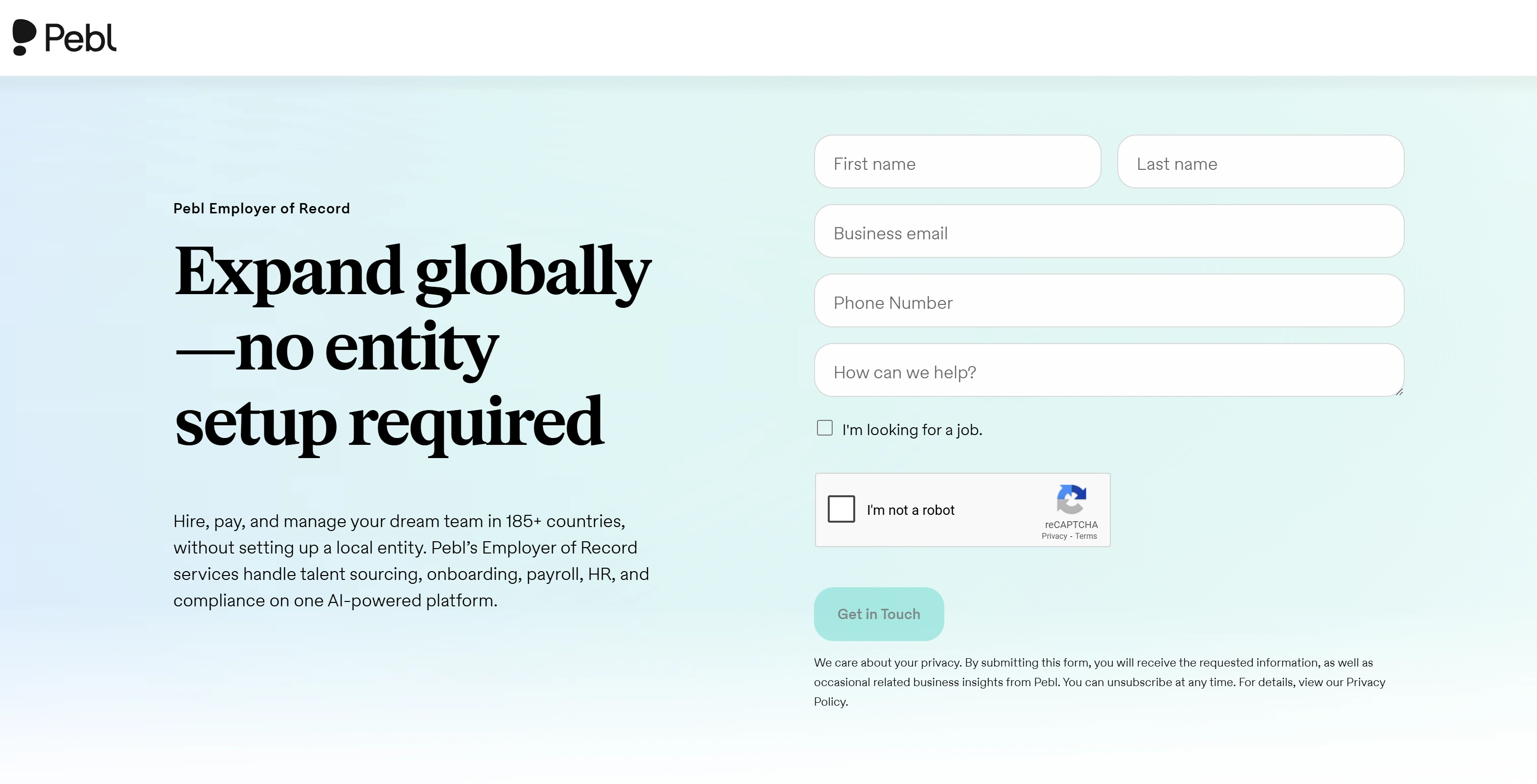 Velocity Global(now Pebl) platform for eor services enabling legal presence in new markets without local entity setup