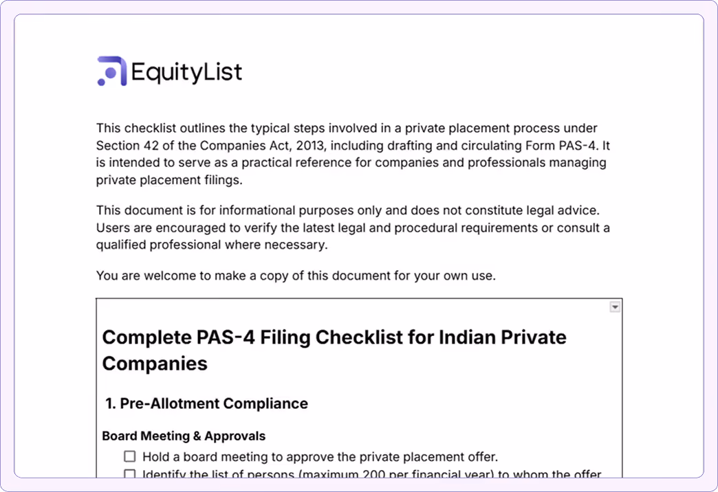 PAS-4 checklist