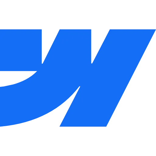 Blue stylized lowercase 'w' logo with smooth, curved strokes on a white background.