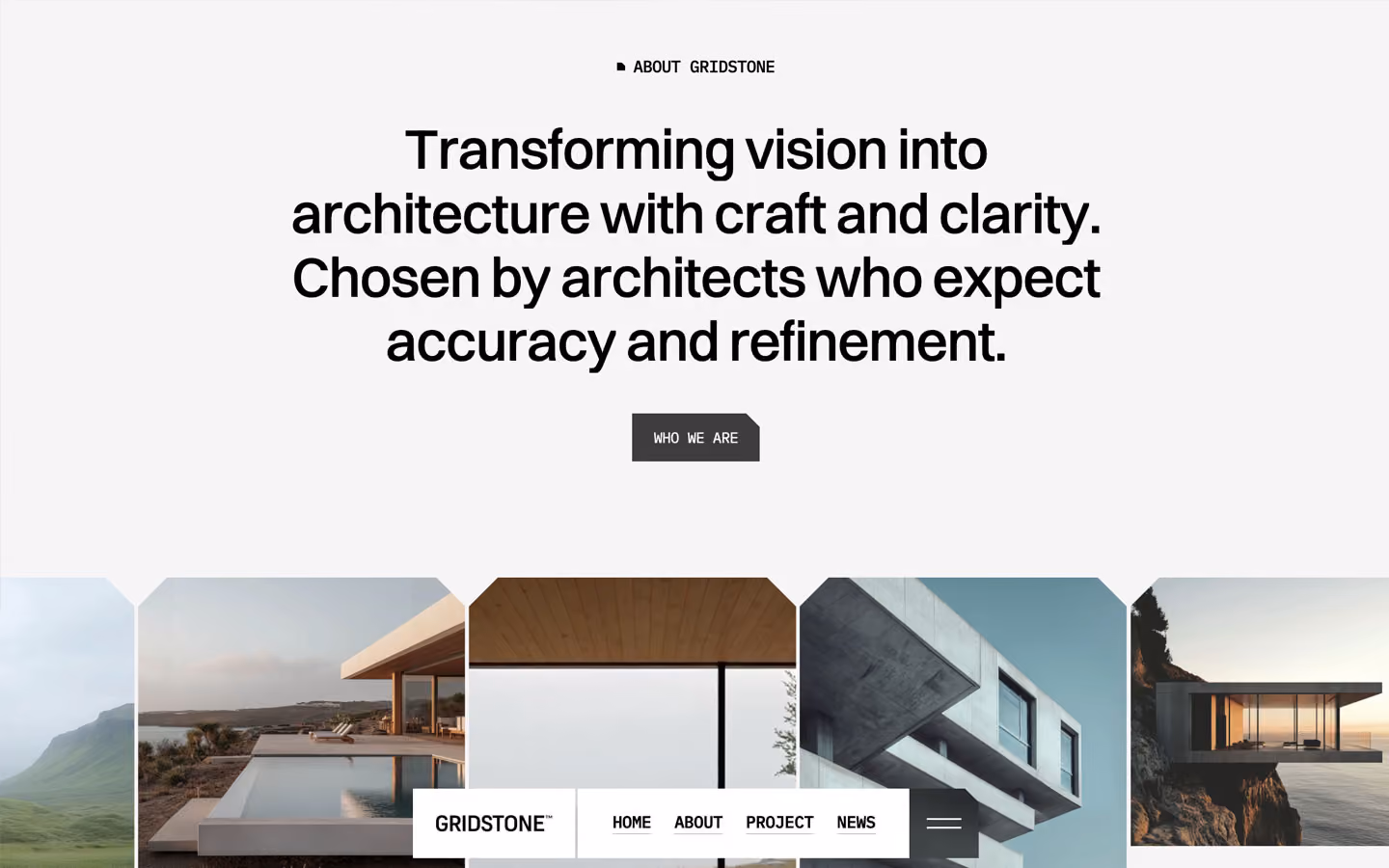 Gridstone™ is a modern architecture and interior design Webflow template