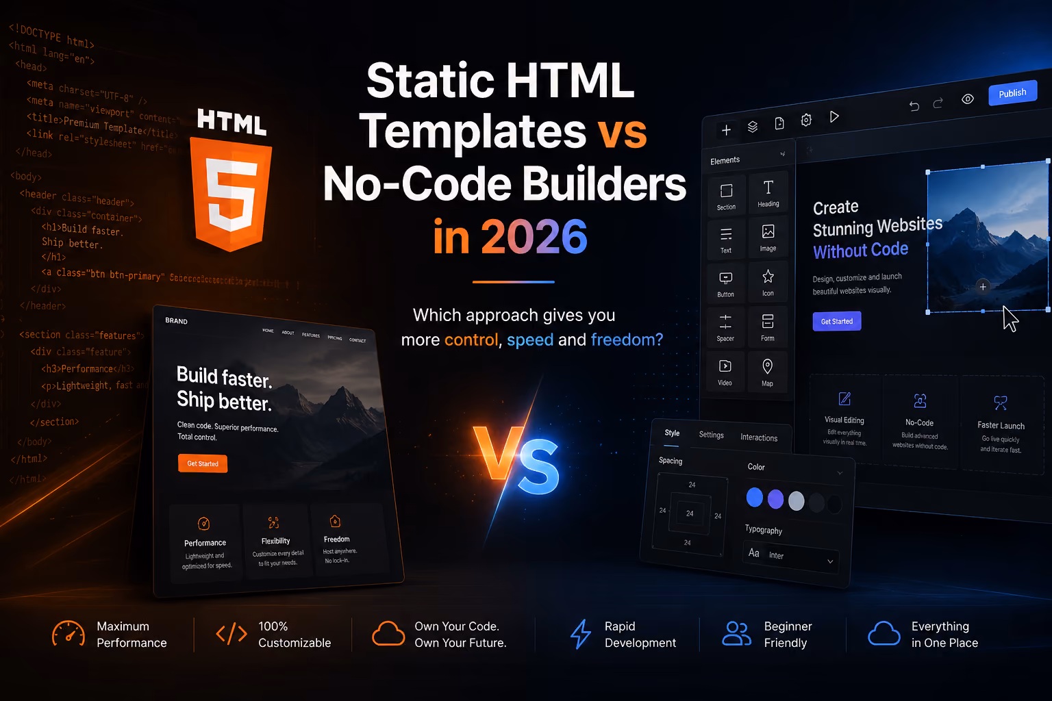 HTML Templates vs No-Code Builders in 2026: Webflow, Framer & Static HTML