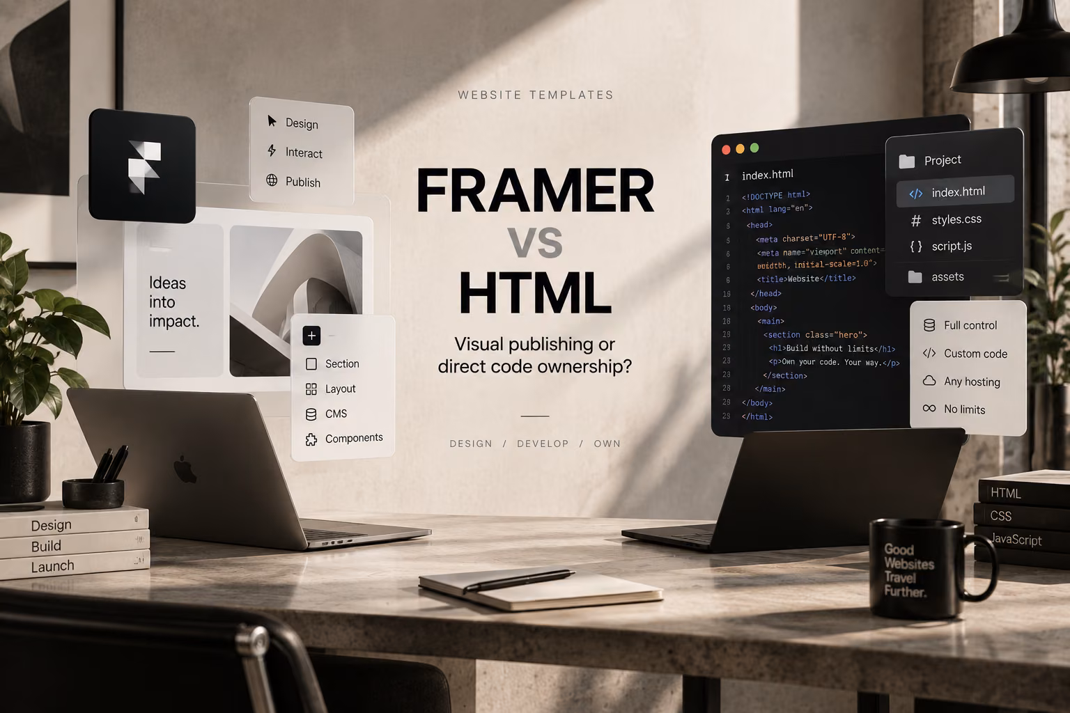 Framer vs HTML in 2026: Visual Publishing vs Code Ownership