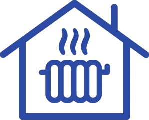 icon of a home with a radiator heating the interior
