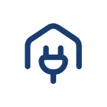 An icon of a house with a power plug inside.