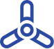 Simple blue icon of a three-blade propeller.