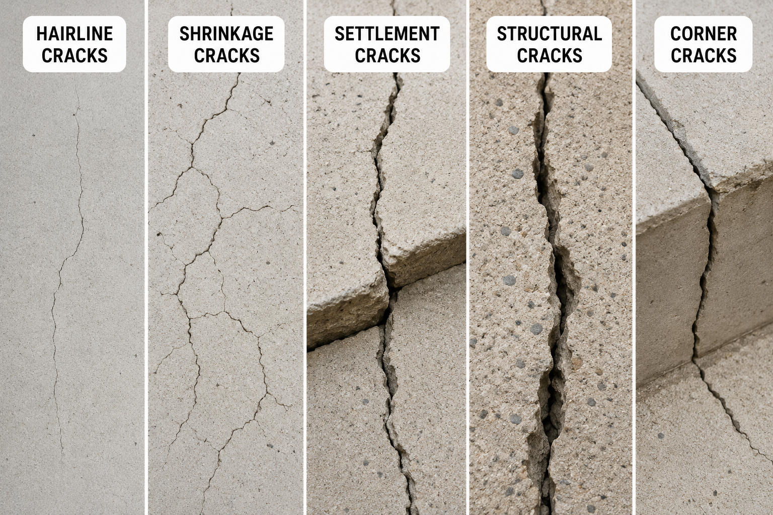 types of concrete cracks