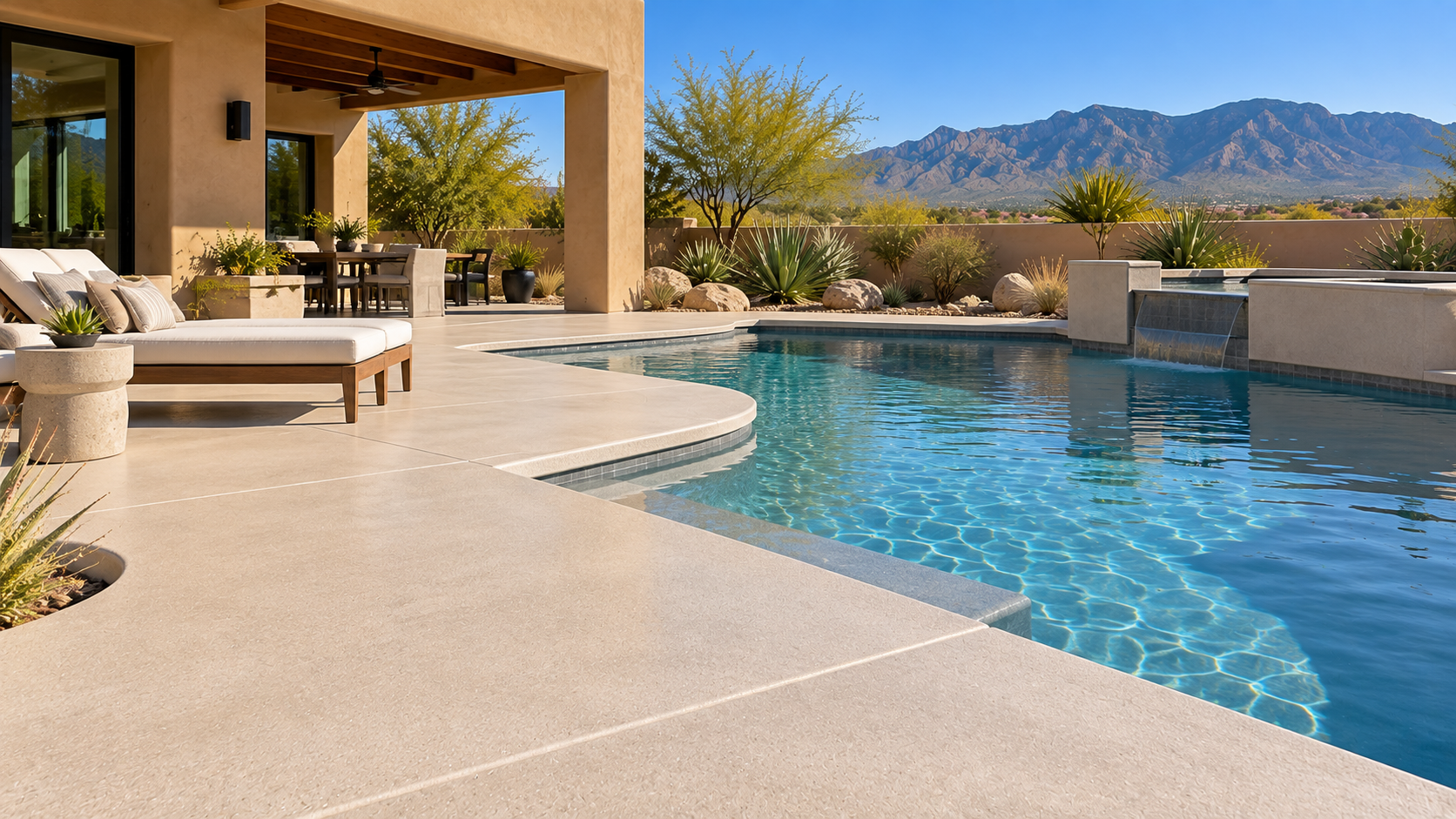 microcement sed outdoors around a pool