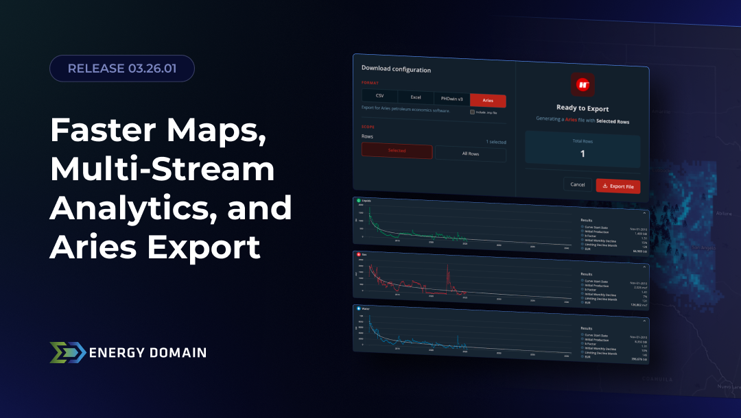 Energy Domain Data Product Update: Faster Maps, Multi-Stream Analytics, and Aries Export