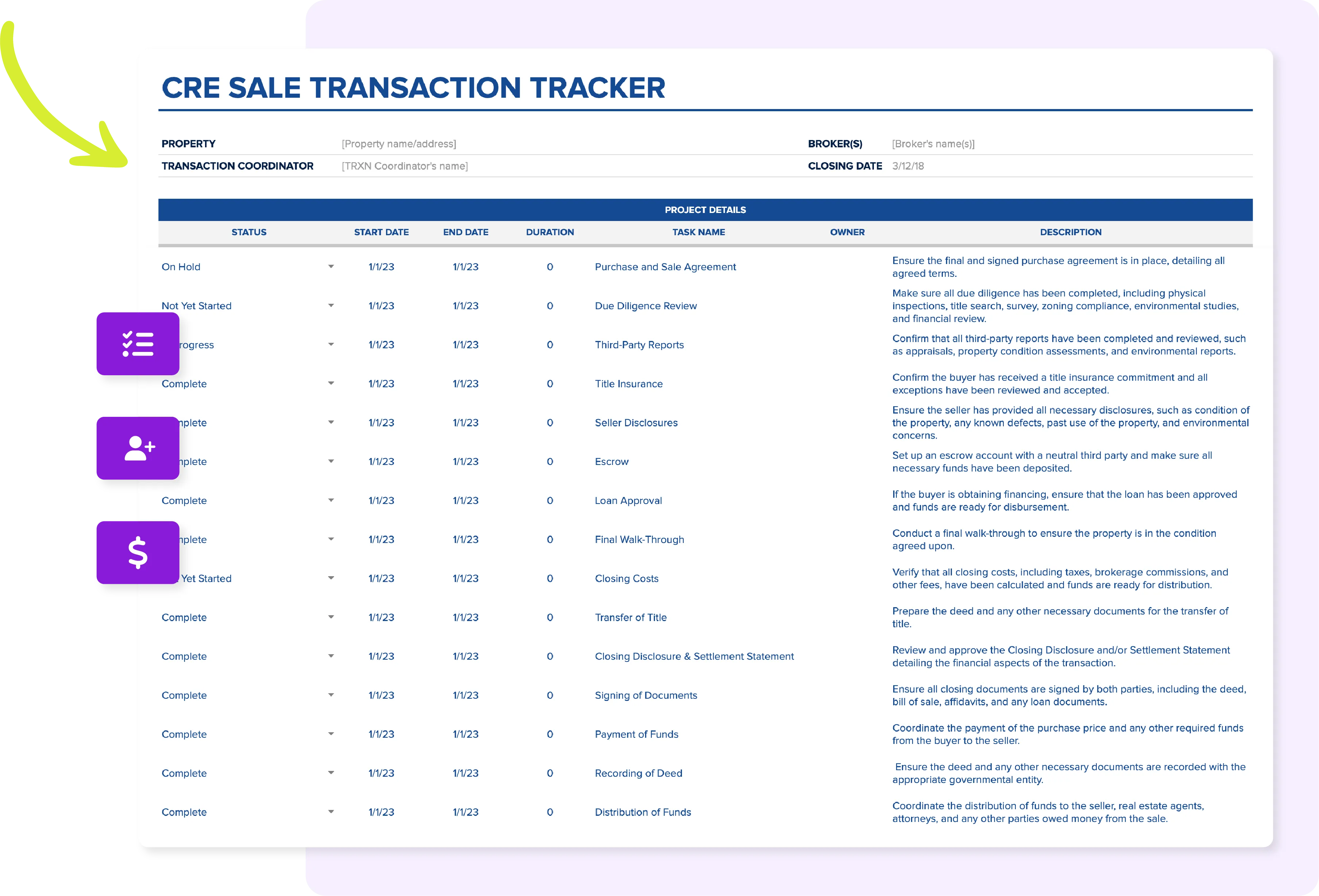 Transaction tracker screenshot
