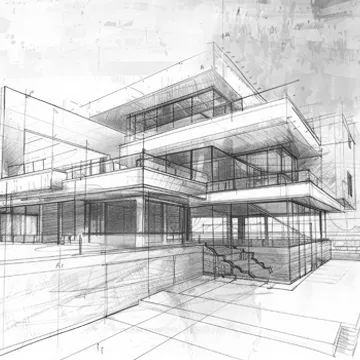 Hand drawn photo of an office building