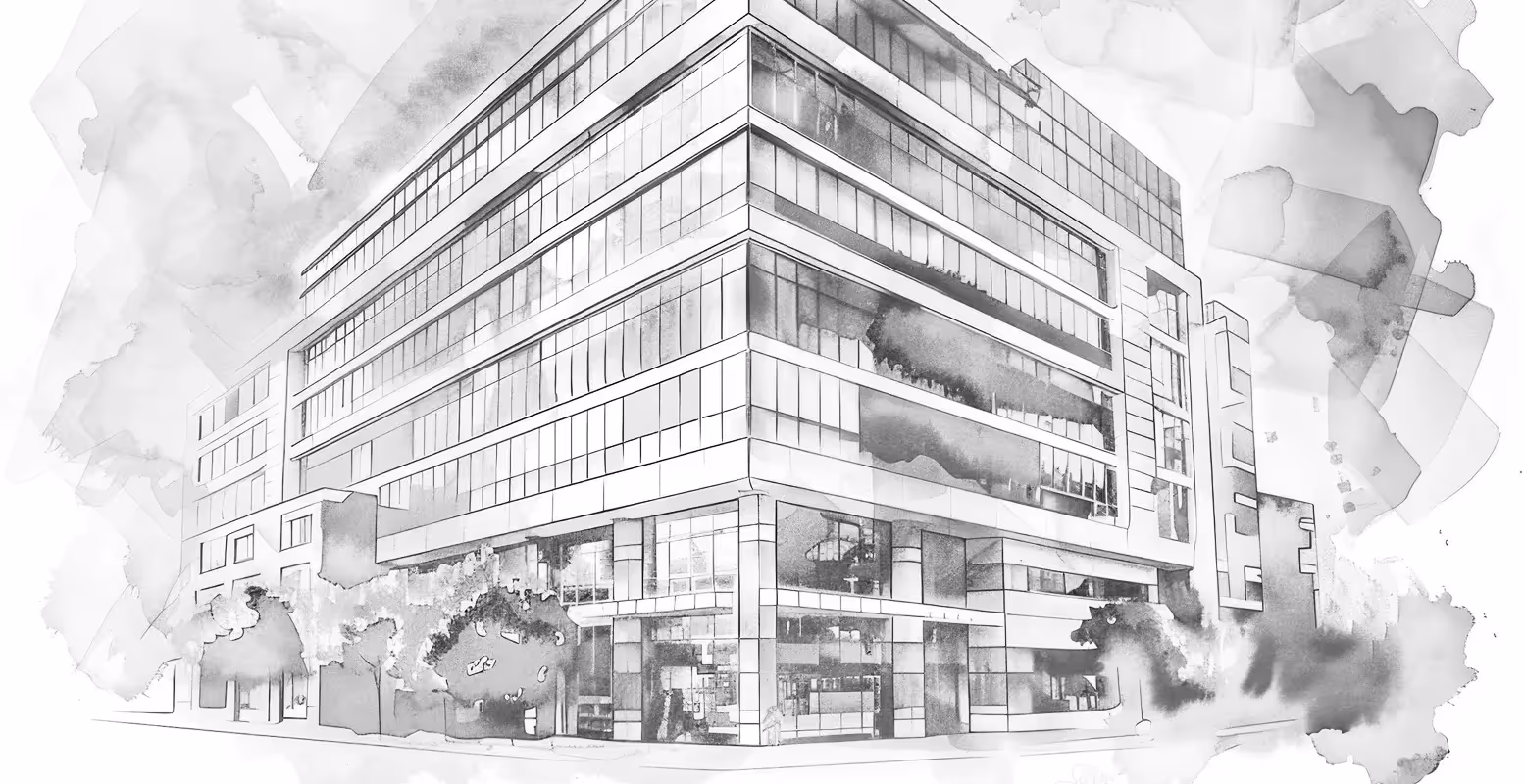 watercolor drawing of a building
