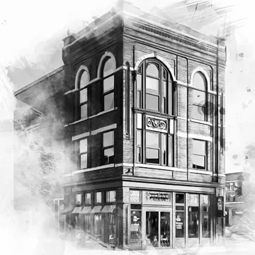 watercolor drawing of a building