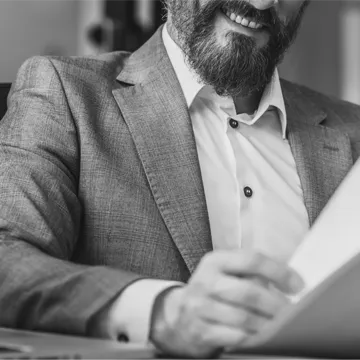 Man looking at papers