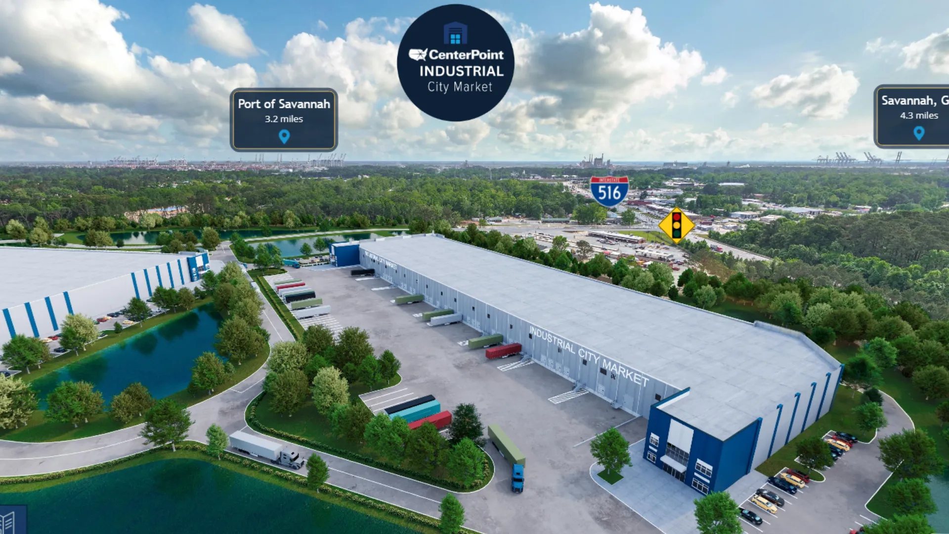 360° aerial rendering for the Industrial City Market