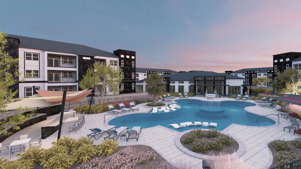 360° aerial rendering of San Marcos Hammock Garden (multifamily)