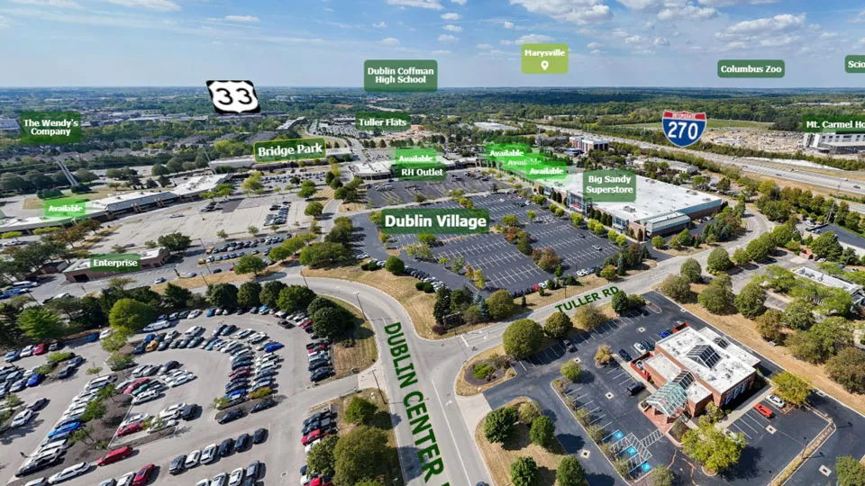 360° aerial mapping of Dublin Village (retail)