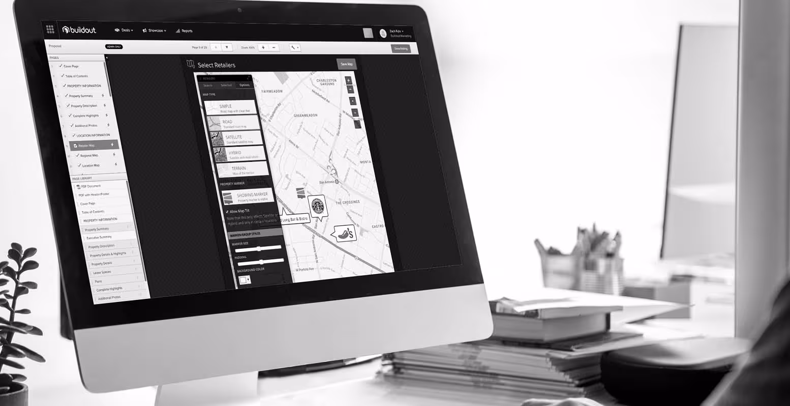 Person sitting at computer editing a Buildout Showcase Retailer Map