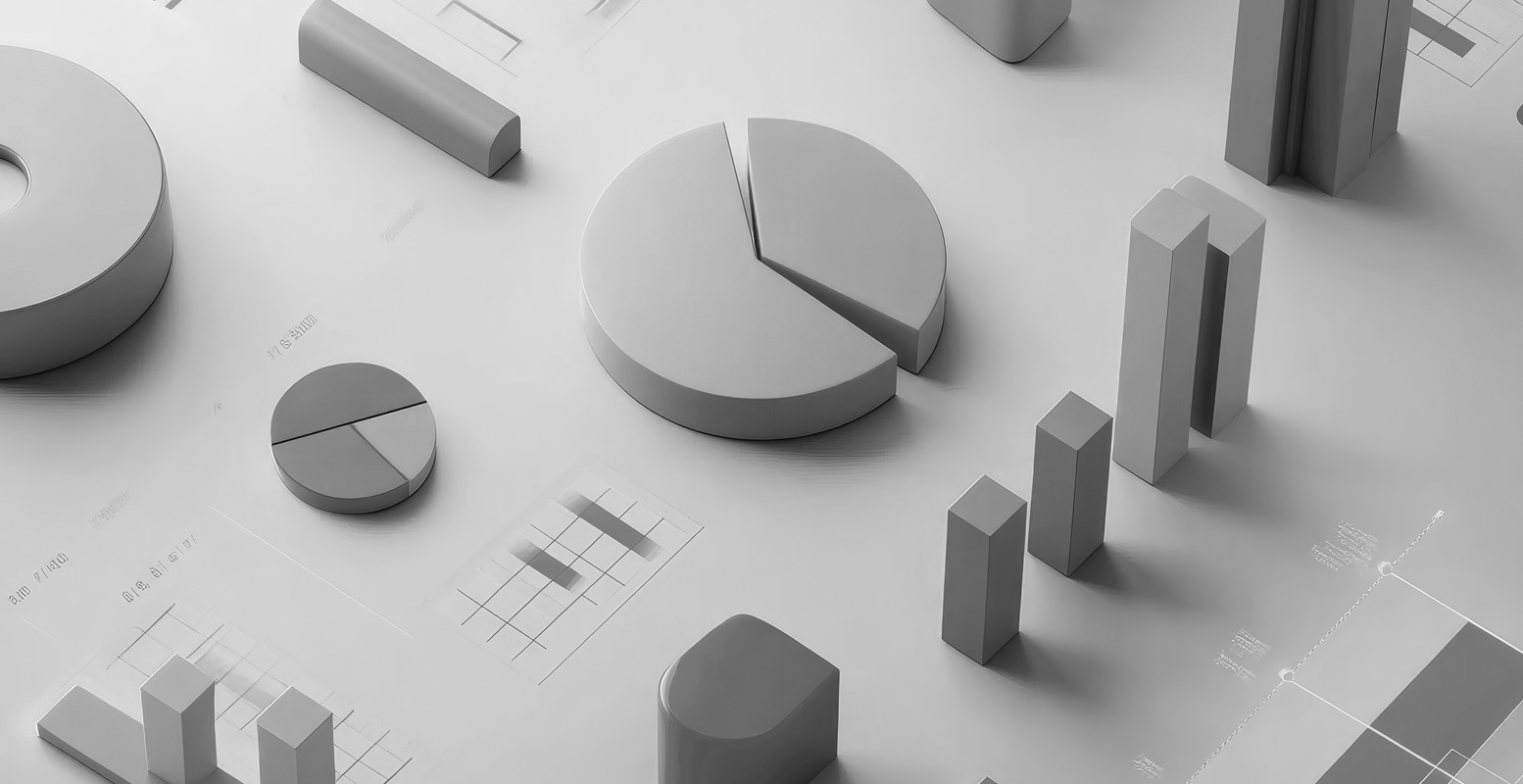 Isometric view of various charts and graphs
