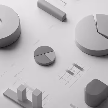 Isometric view of various charts and graphs