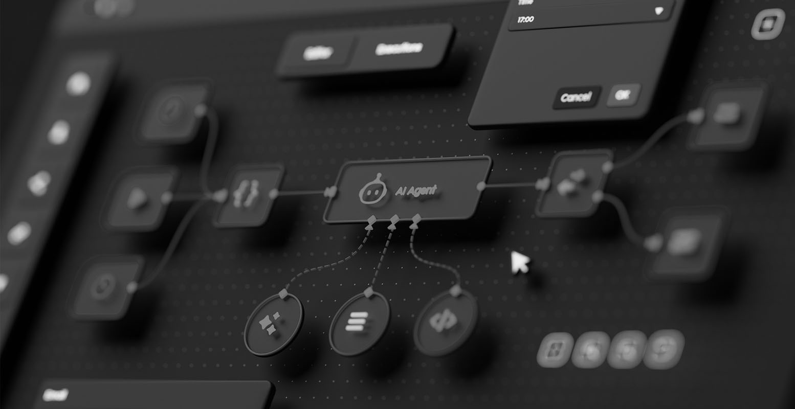 Illustration showing the connection and automation of AI