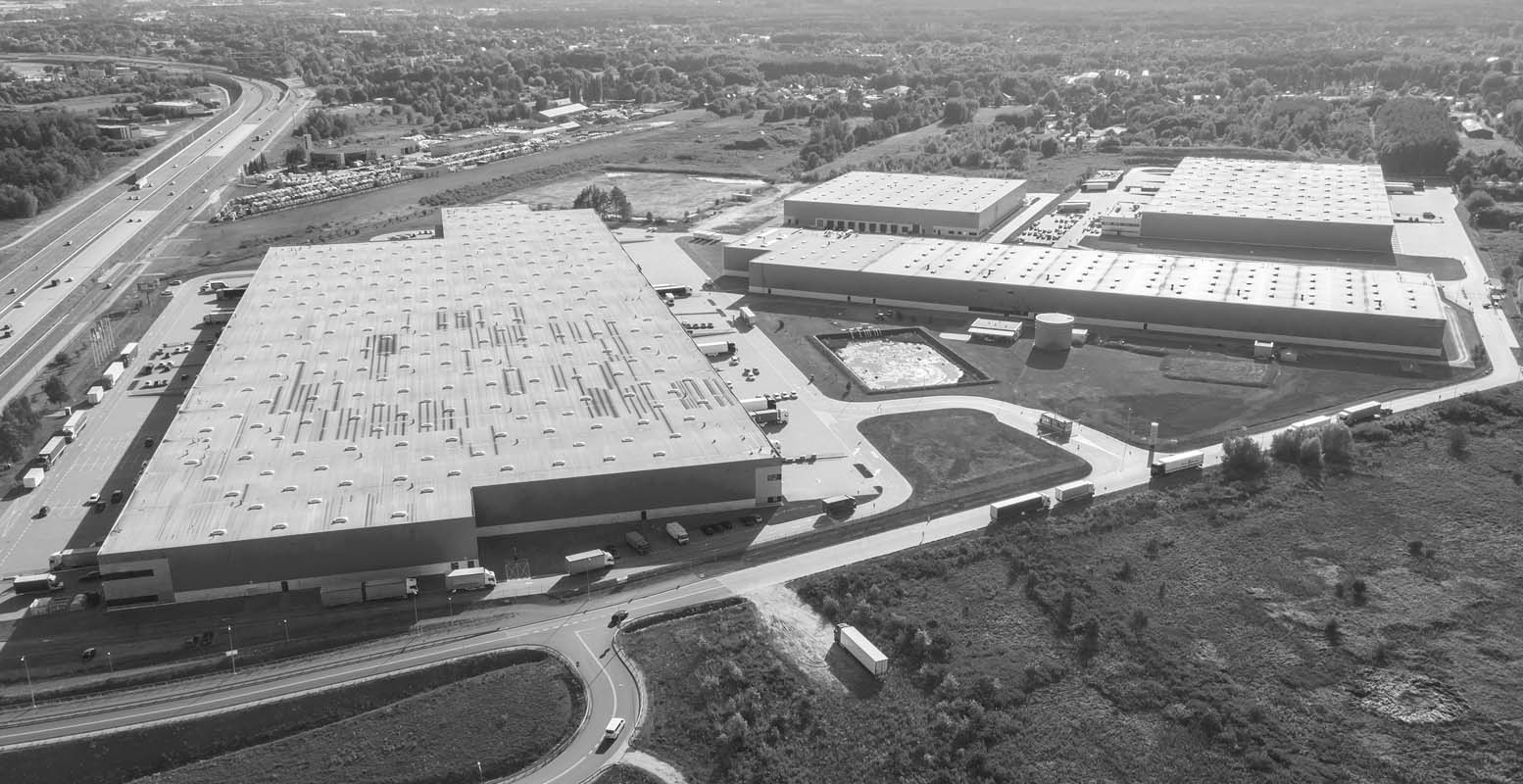 Aerial view of an industrial property
