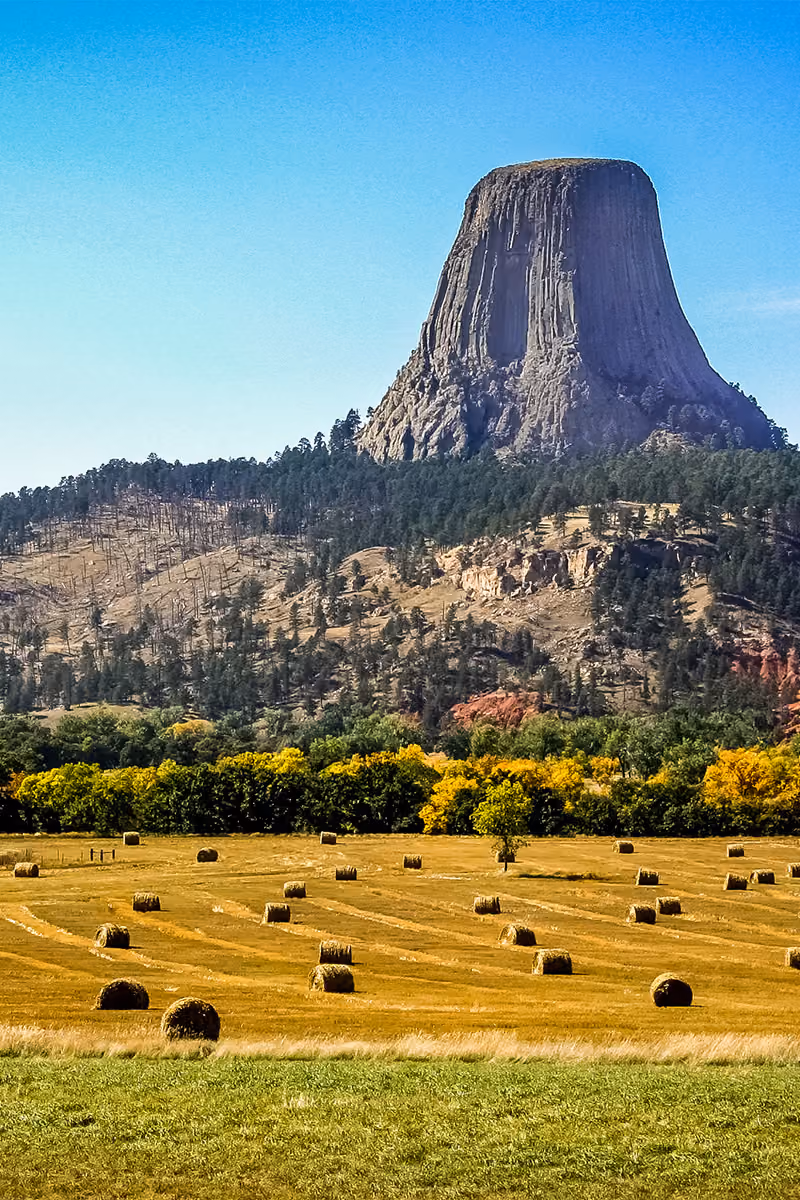 A photo of devils tower