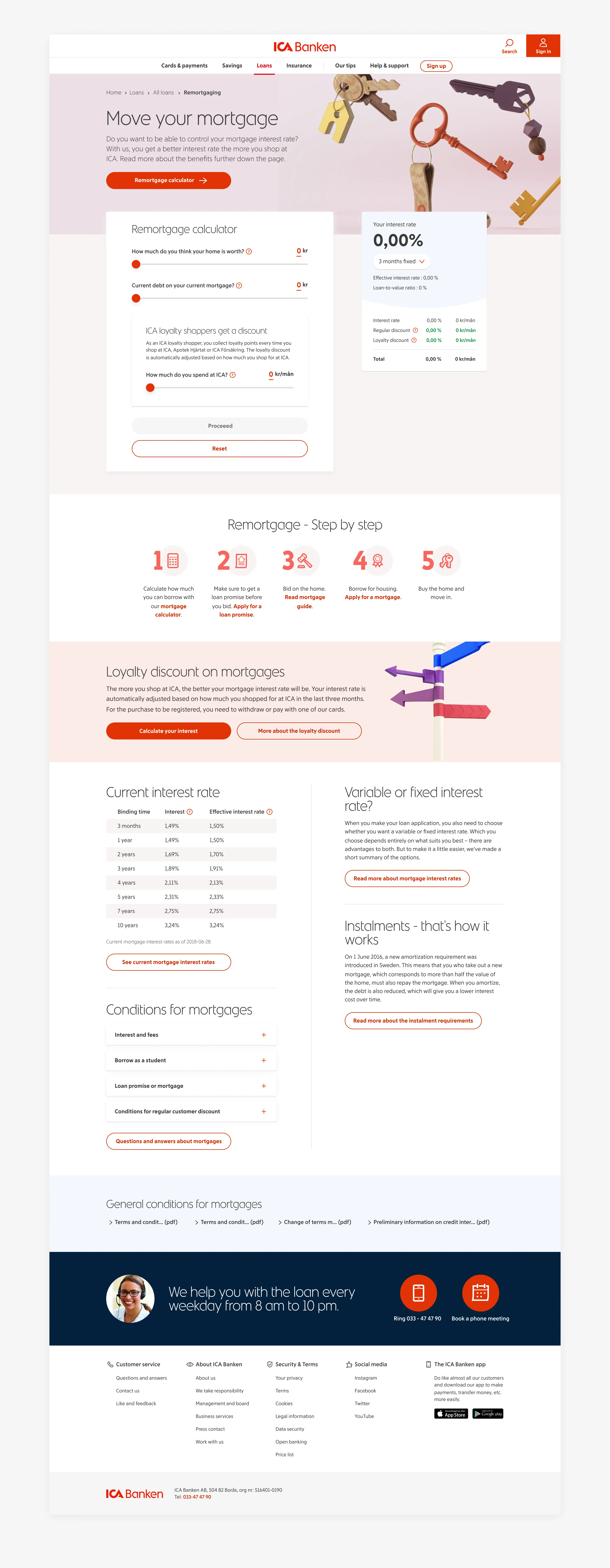 A screen from the website designed for ICA Banken.