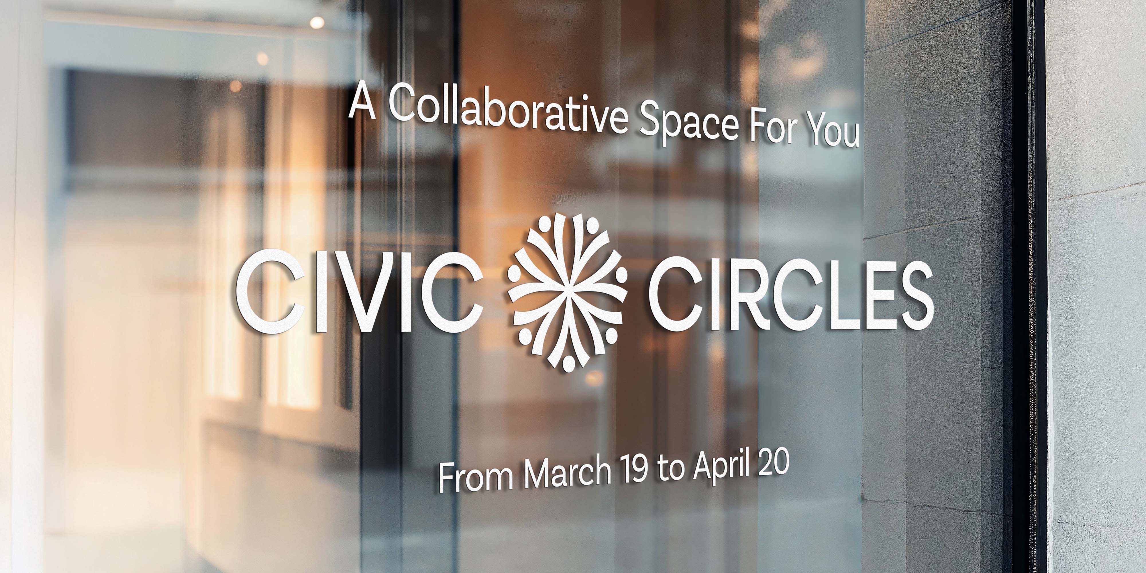 A vinyl window print design mockup that says "A collaborative space for you." 