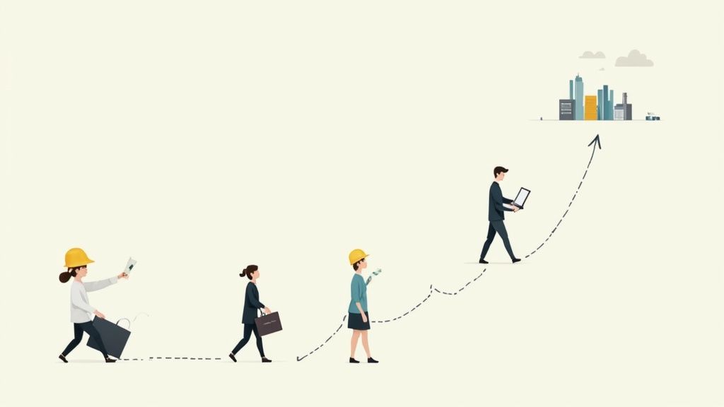 A confident professional updating their resume on a laptop, with their new online course qualification highlighted.