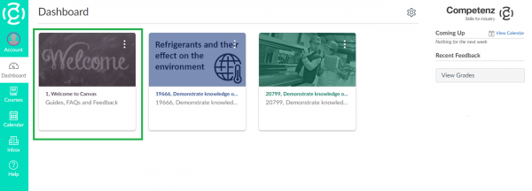 Canvas help guide on dashboard