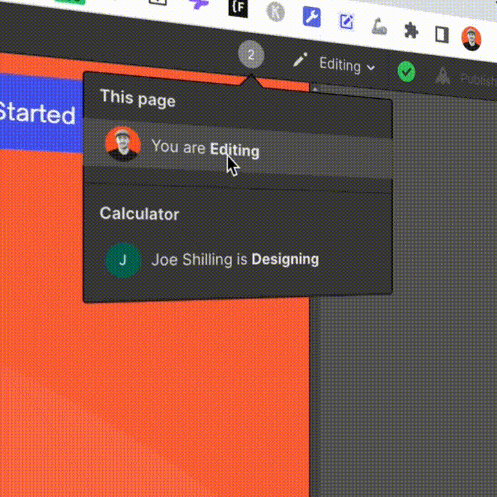 Webflow team editing