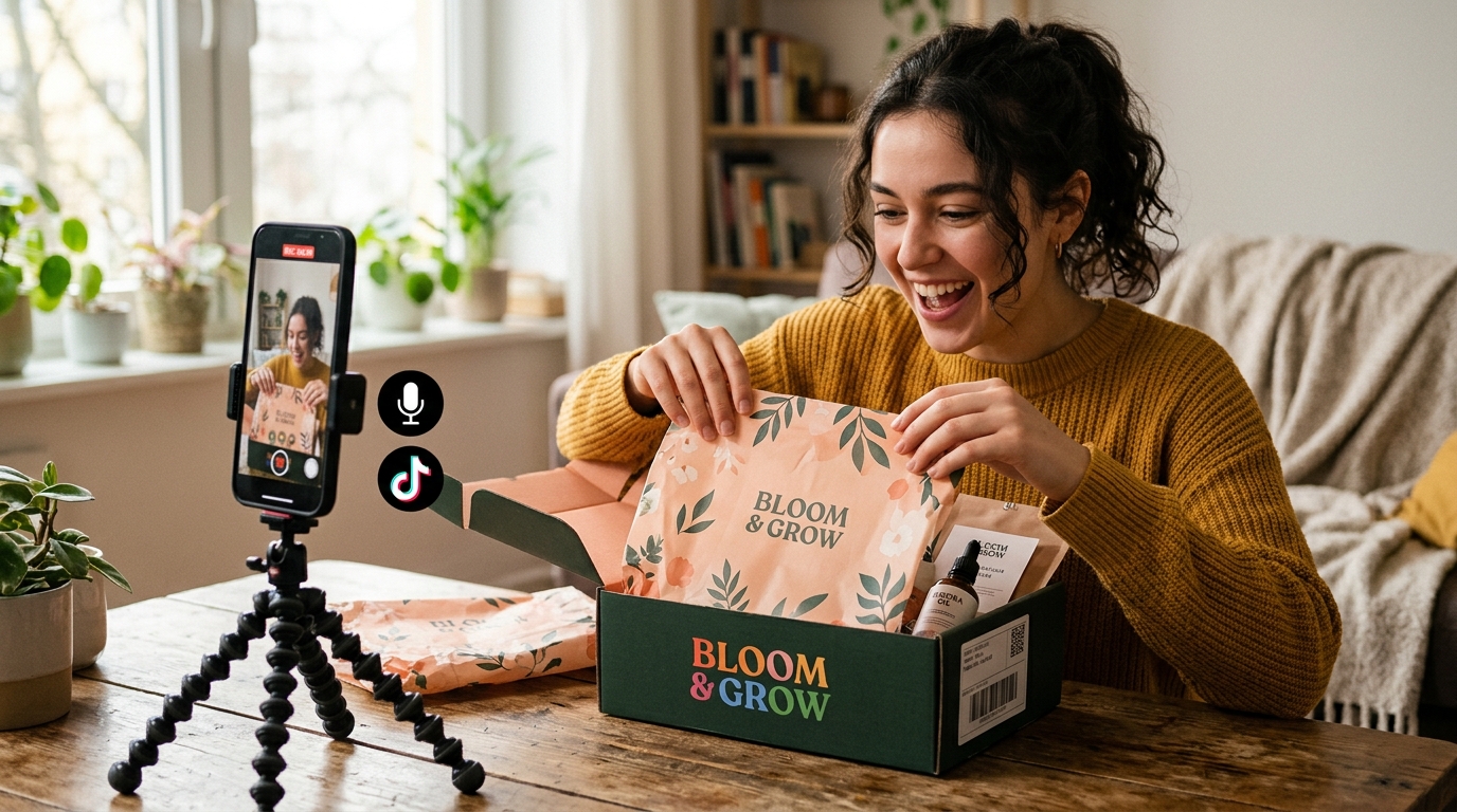 Unboxing produit filmé pour TikTok