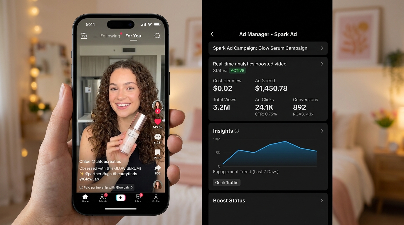 Spark Ad TikTok depuis le compte créateur