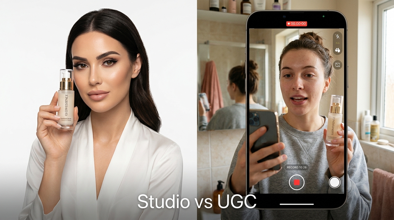 Comparaison publicité studio vs UGC authentique