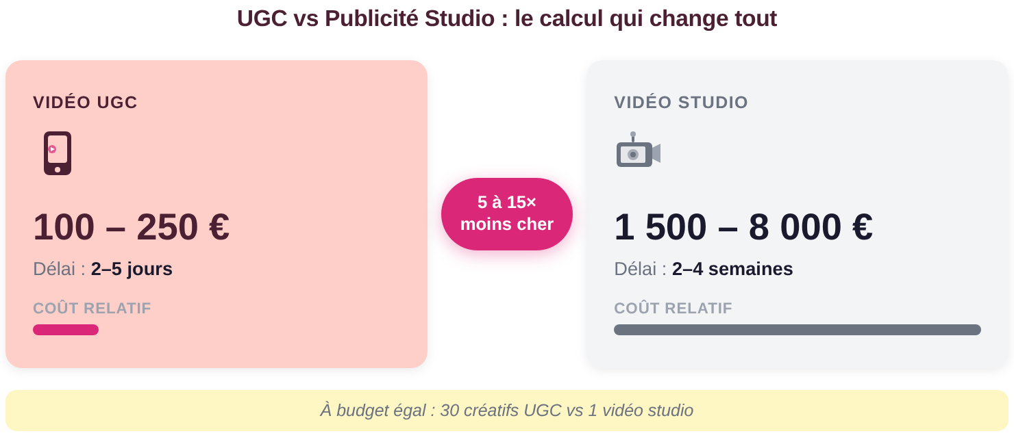 Comparaison coût UGC vs publicité studio
