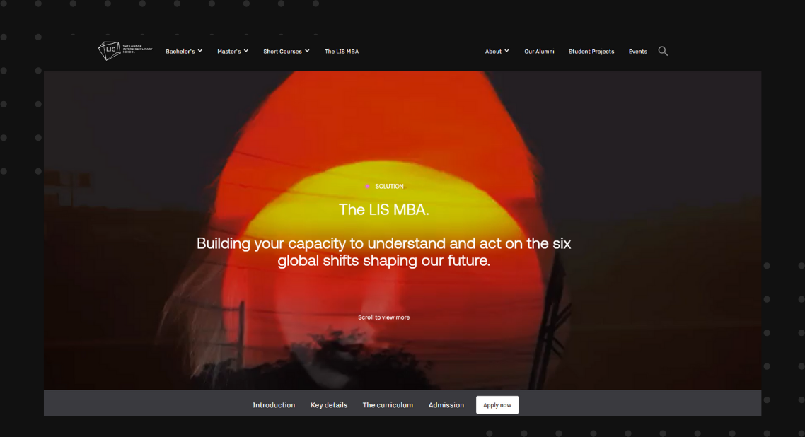 LIS MBA page screenshot