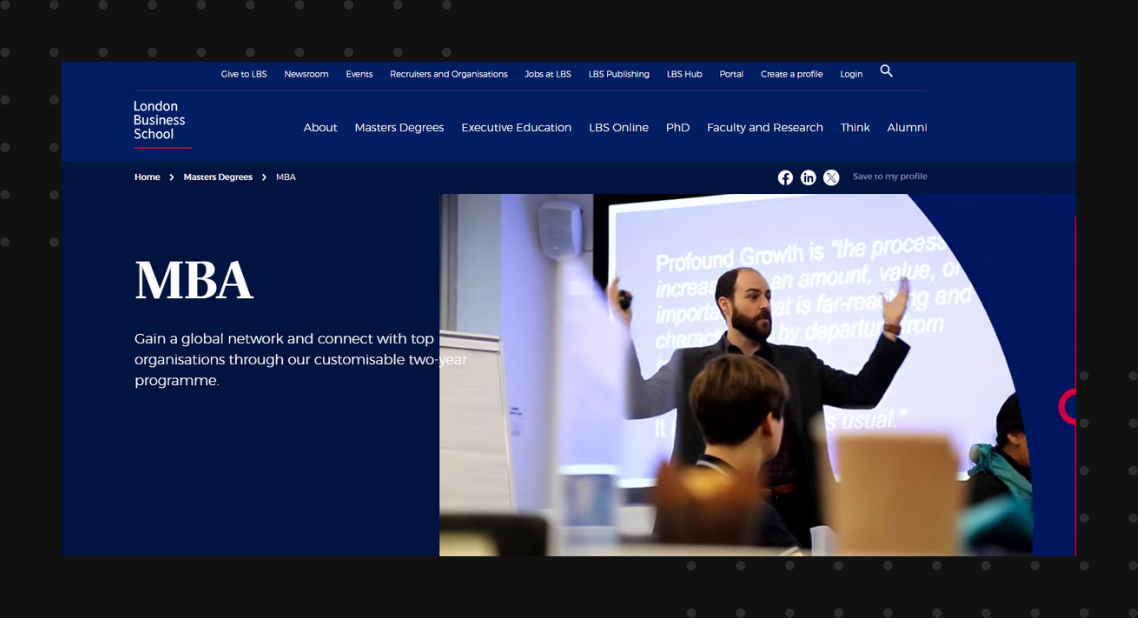 London Business School MBA screenshot