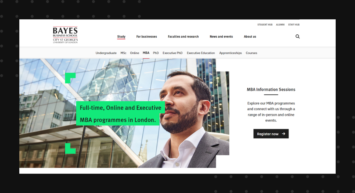 Bayes Business School MBA screenshot