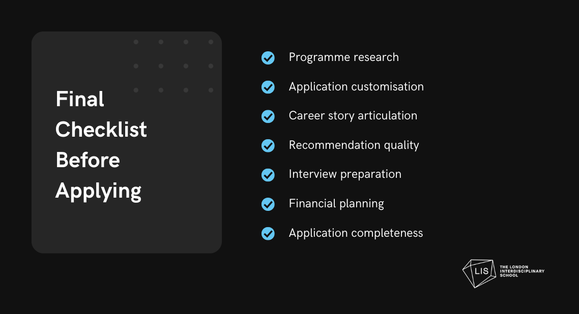MBA application checklist 