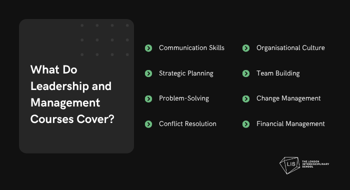 What do leadership and management courses cover