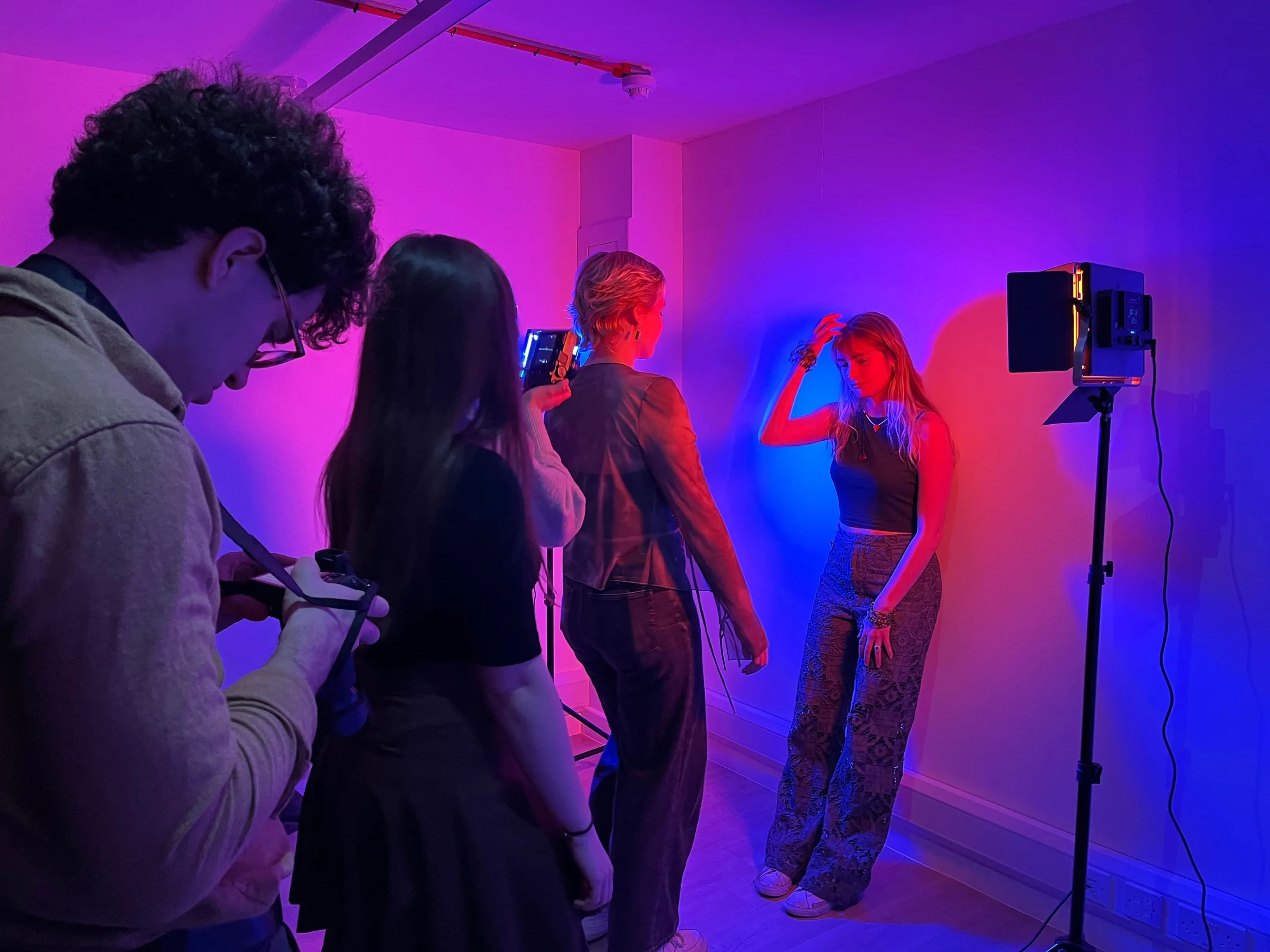 Students learning photography.