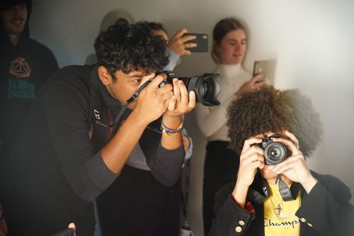 Students learning photography