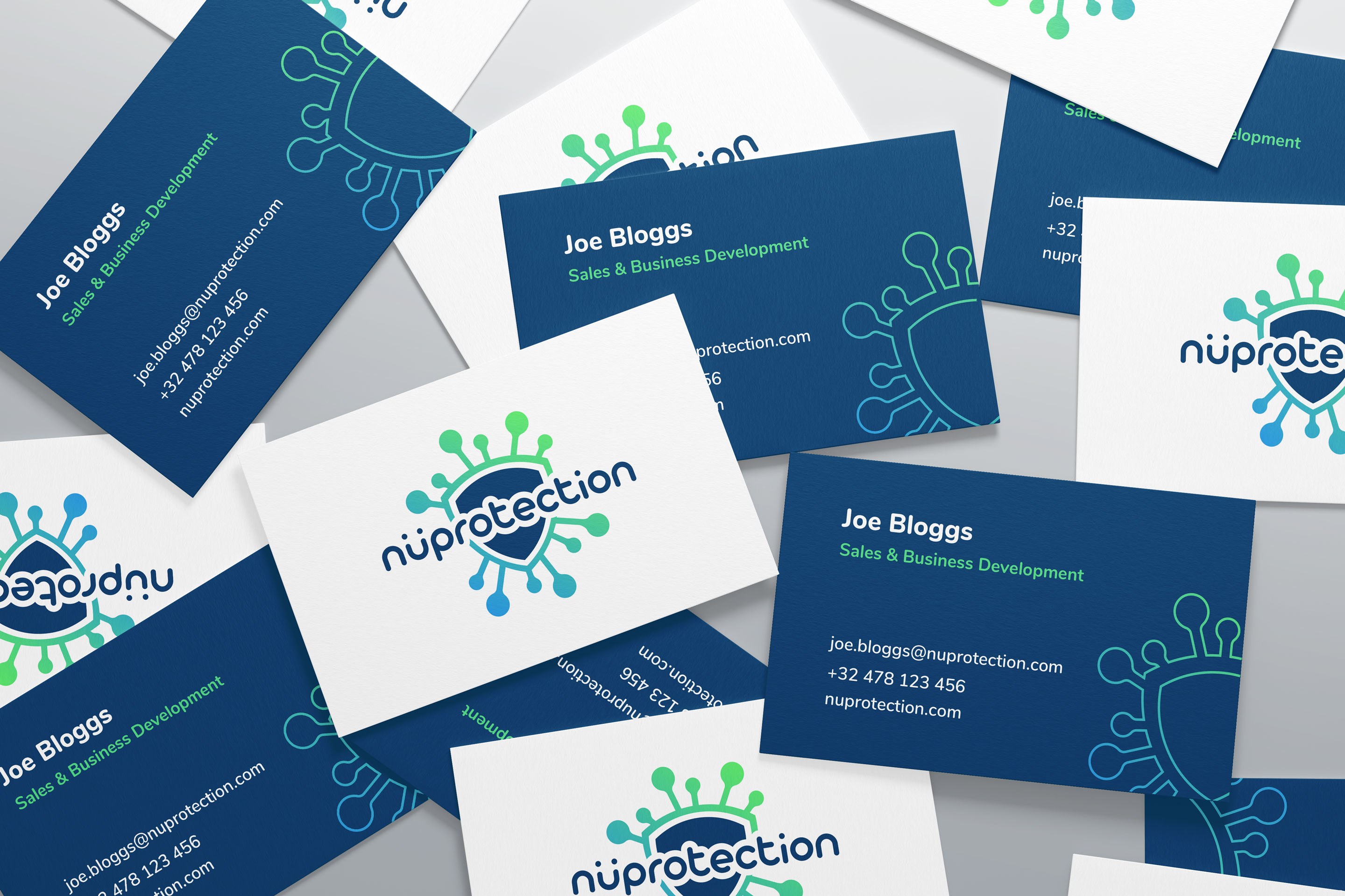 Vue recto et verso de la carte de visite de NuProtection