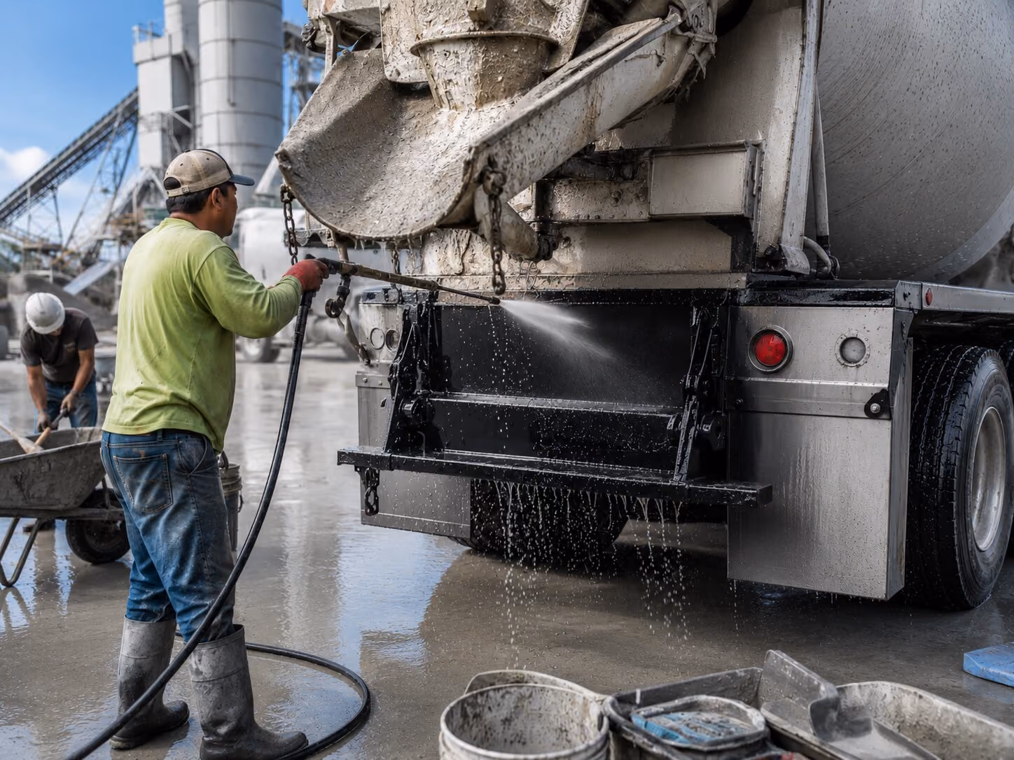 Truck Wash with Rust Inhibitor cleaning concrete mixer