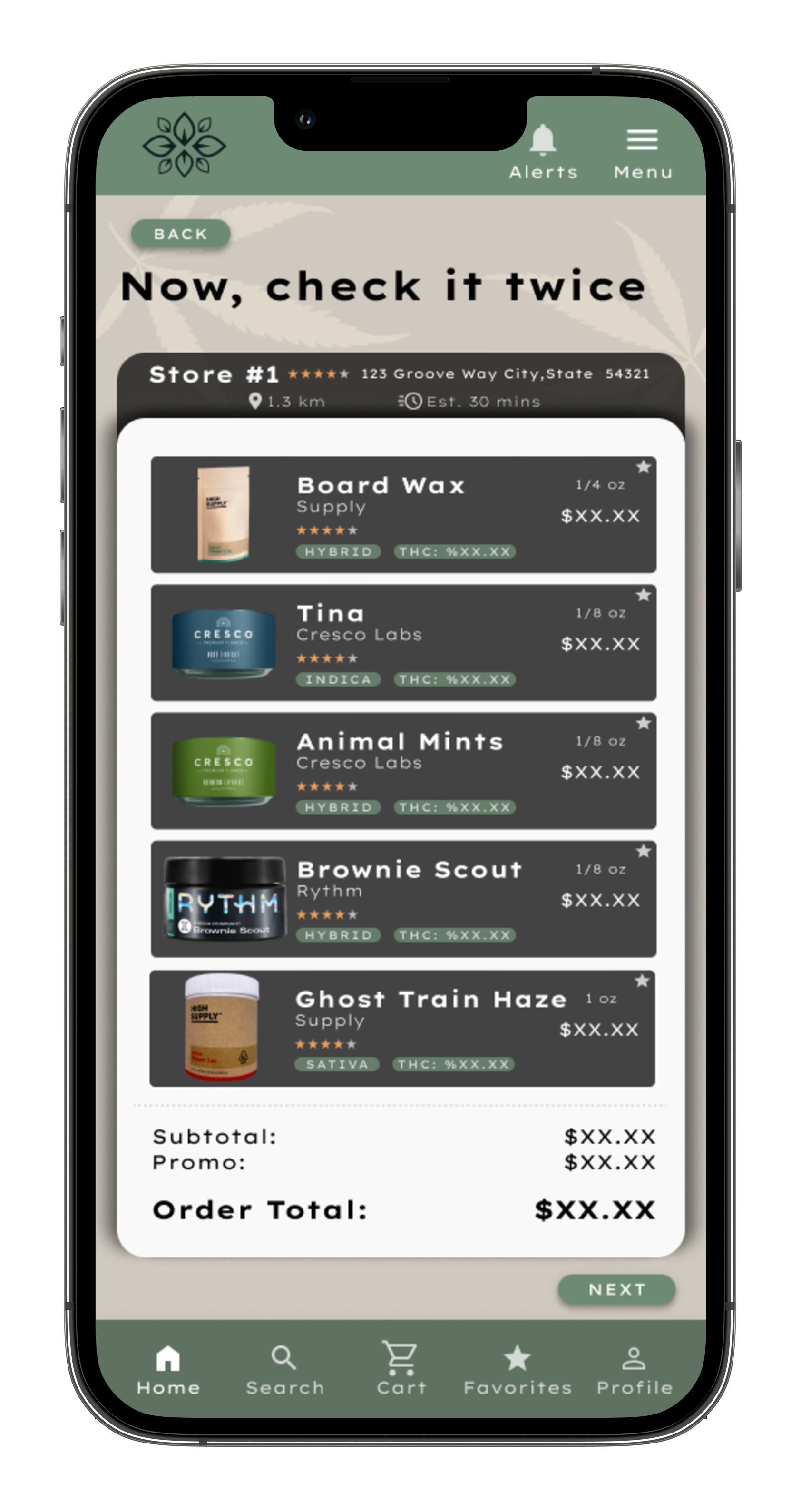 Zeniva mobile app checkout screen