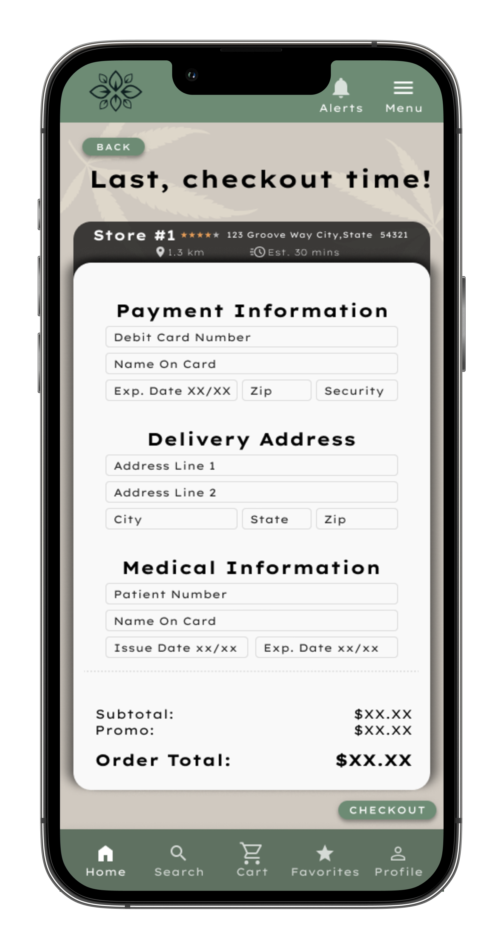 Zeniva mobile app customer information checkout screen